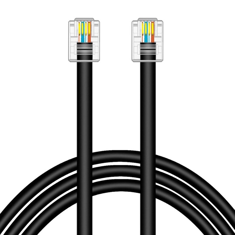 NECABLES CAT5 RJ11 Data Cable DSL Cable 25ft High-Speed for DSL Modem Twisted Wire UTP RJ11 6P4C Male to Male Black - 25 Feet - Image 2